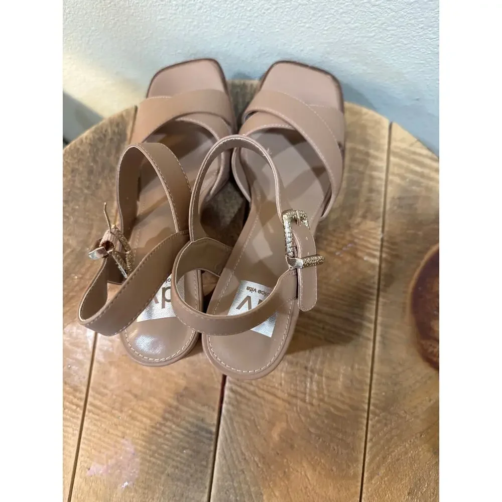 DV Dolce Vita Women's Tahini Heeled Sandals size 8.5 nude